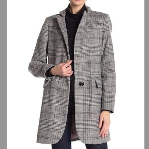Lucky Brand Plaid Check Long Coat EUC